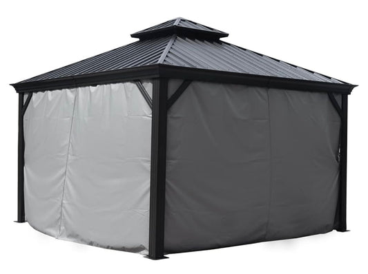 Gazebo Privacy Curtain Outdoor Waterproof Sidewall for Hardtop Gazebo, OEM Replacement for Patio Gazebo Curtains (10ft x 12ft, Gray)