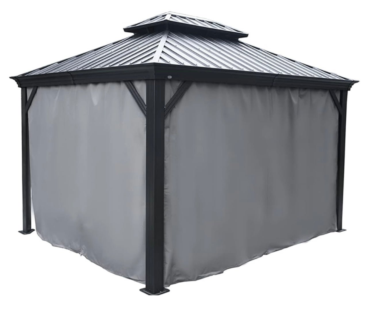 Gazebo Universal Replacement Privacy Curtain, 10'X12’Gazebo Curtains Outdoor Waterproof, 4-Panels Sidewall Curtains with Zipper for Patio, Garden and Backyard (Only Curtains, 10'x12')Gray