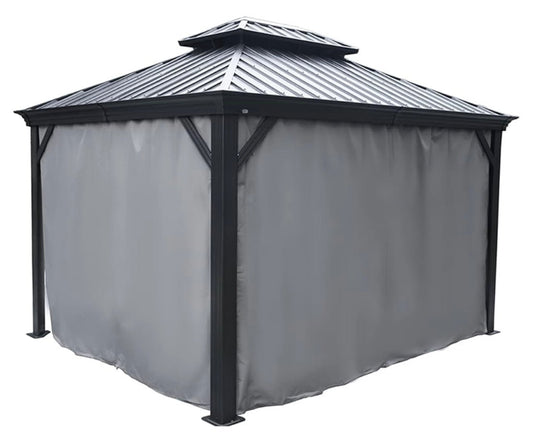 Gazebo Universal Replacement Privacy Curtain, 10'X12’Gazebo Curtains Outdoor Waterproof, 4-Panels Sidewall Curtains with Zipper for Patio, Garden and Backyard (Only Curtains, 10'x12')Gray