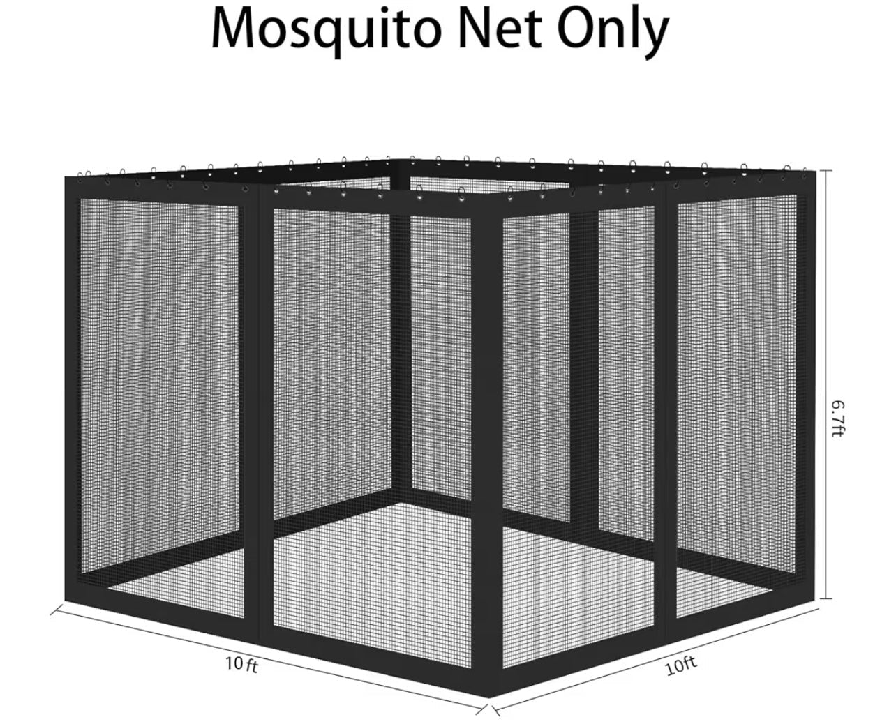 Hardtop Gazebo Black Replacement Mosquito Screen Set with Zippers Set 10x10