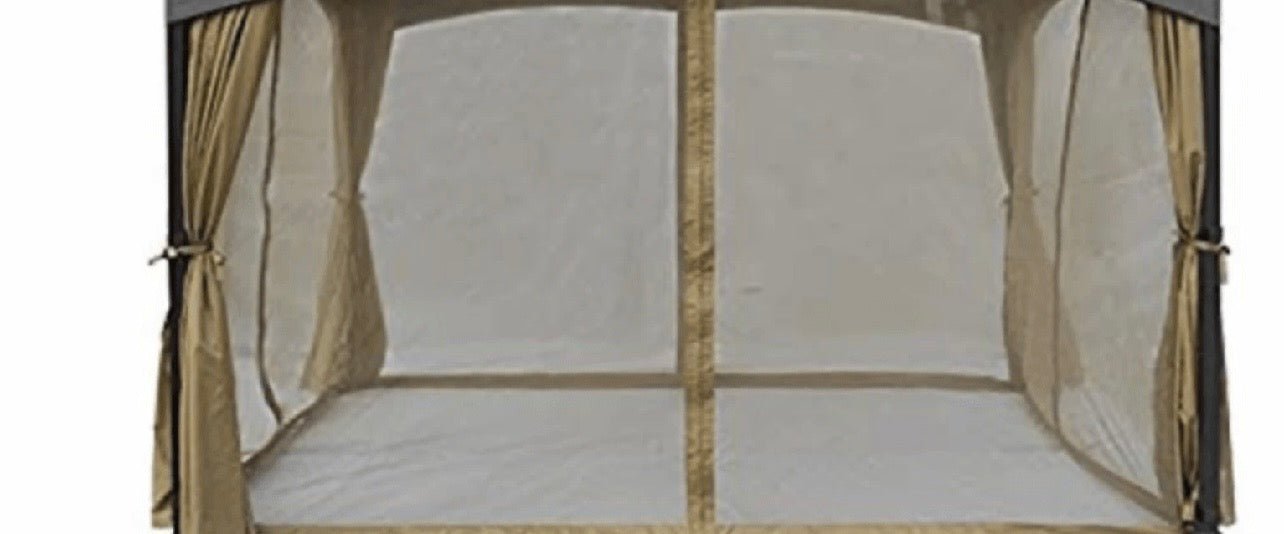 Hardtop Gazebo Dark Beige Replacement Waterproof Heavy Duty Curtain and Mosquito Screen Set with Zippers Set 10x12