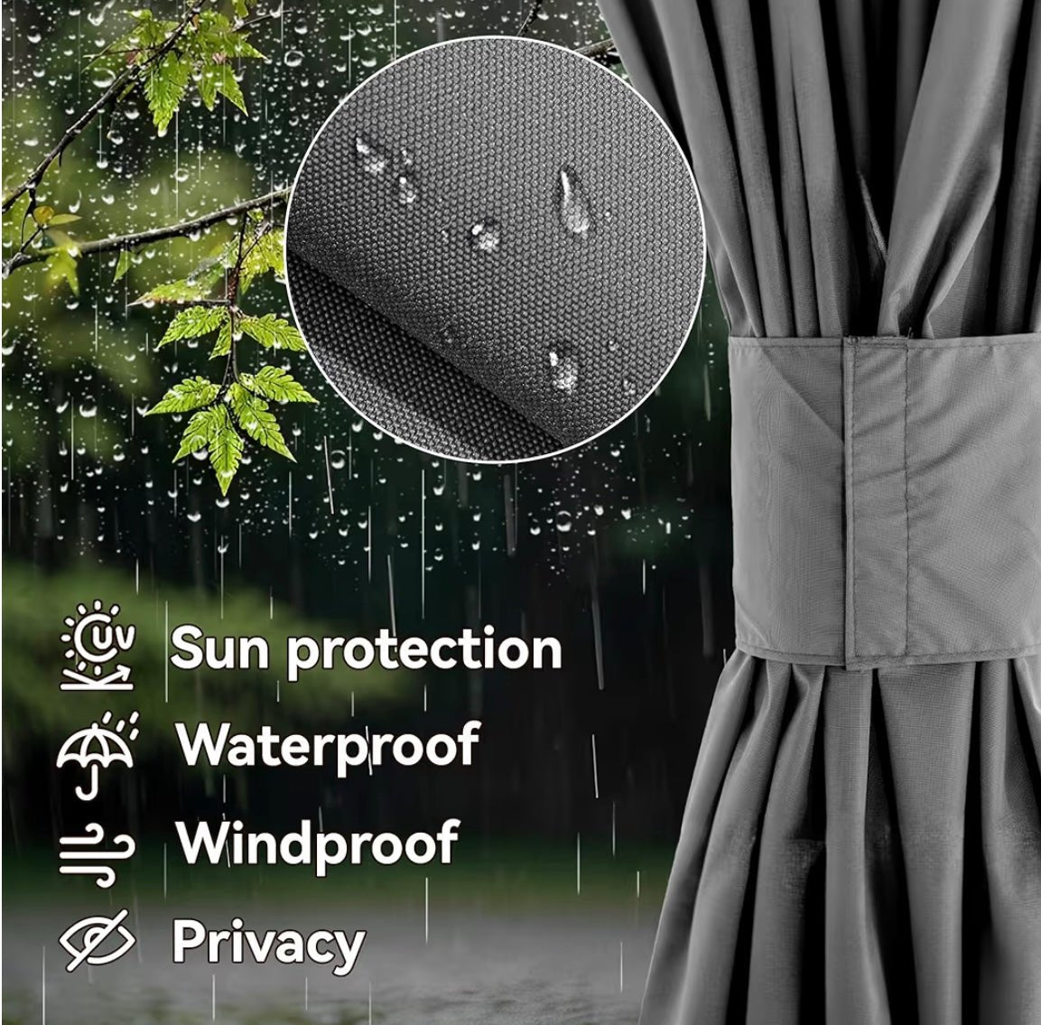 Hardtop Gazebo Gray Replacement Privacy Curtain (4 Privacy Curtains Only) Set 10x12