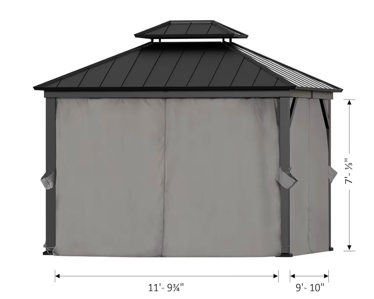 Hardtop Gazebo Gray Replacement Privacy Curtain (4 Privacy Curtains Only) Set 10x12