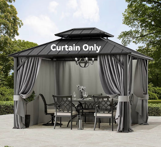 Hardtop Gazebo Gray Replacement Privacy Curtain (4 Privacy Curtains Only) Set 10x12