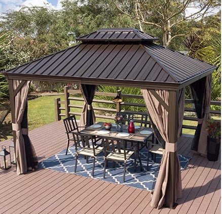 Hardtop Pembroke Gazebo Beige Replacement Curtain (4 Privacy Curtains Only) Set 10x12