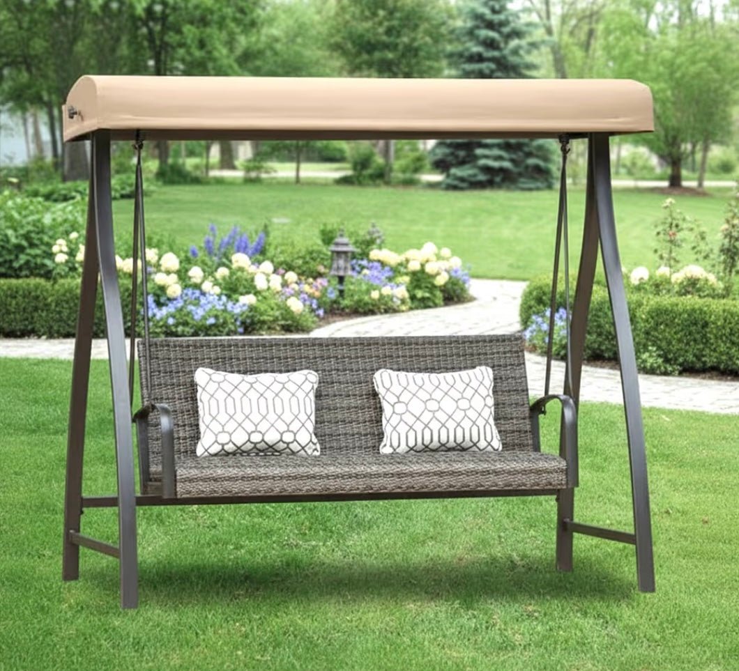 Heavy Duty Reinforced Replacement Canopy Top Cover Compatible with The 150976 Wicker Swing – Classic Sand, Riplock 500