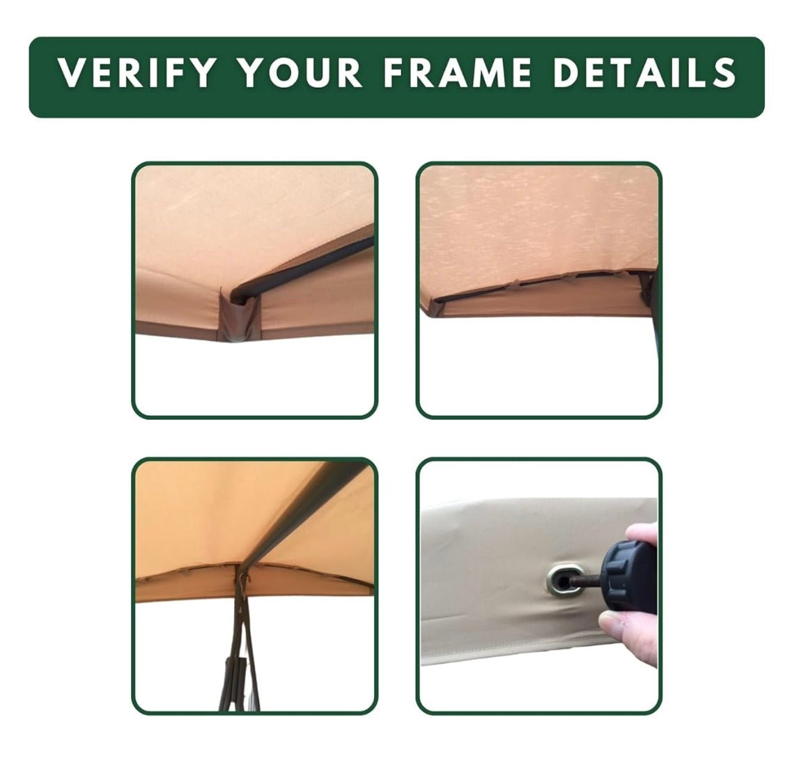 Heavy Duty Reinforced RipLock 500 Replacement Canopy Top Cover Compatible with Garden Treasures 2-Person Sling Swing- Beige
