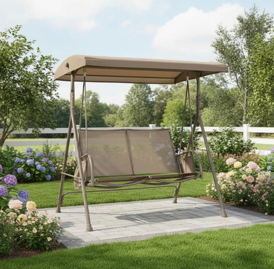 Heavy Duty Reinforced RipLock 500 Replacement Canopy Top Cover Compatible with Garden Treasures 2-Person Sling Swing- Beige