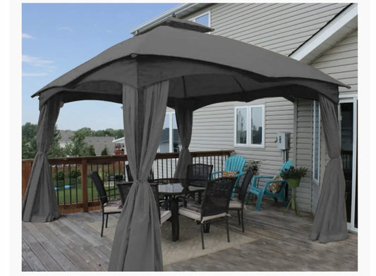 LOWES GREY  10 X 12 GAZEBO REFRESH BUNDLE CANOPY,BUG SCREEN,CURTAIN ALL IN ONE 30170