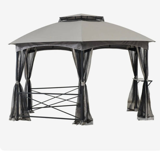 Light Grey+Dark Grey Replacement Canopy For Hexagonal Gazebo