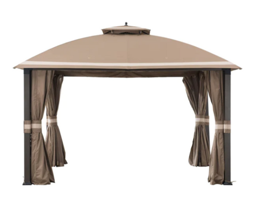 Khaki+Beige Replacement Legacy Broyhill Canopy and Vent Cover ForSoft Top Gazebo (10X12 Ft) w/ Cream Stripe Sold At BigLots