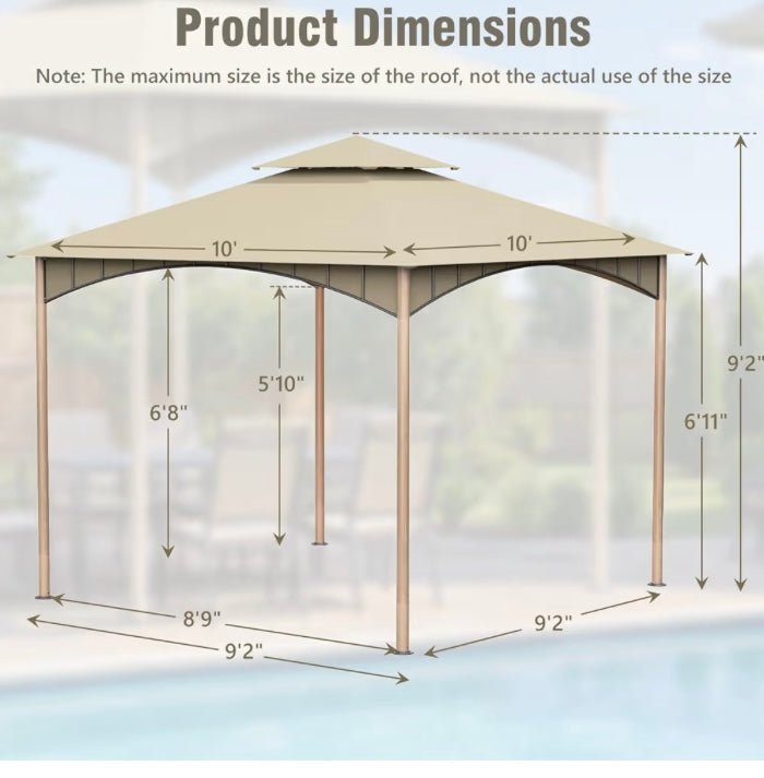 Outdoor Patio Gazebo 10x10 FT, Heavy Duty Gazebos, Soft Top Gazebo with Metal Frame, Double Roof Canopy, Permanent Pavilion for Decks & Backyards