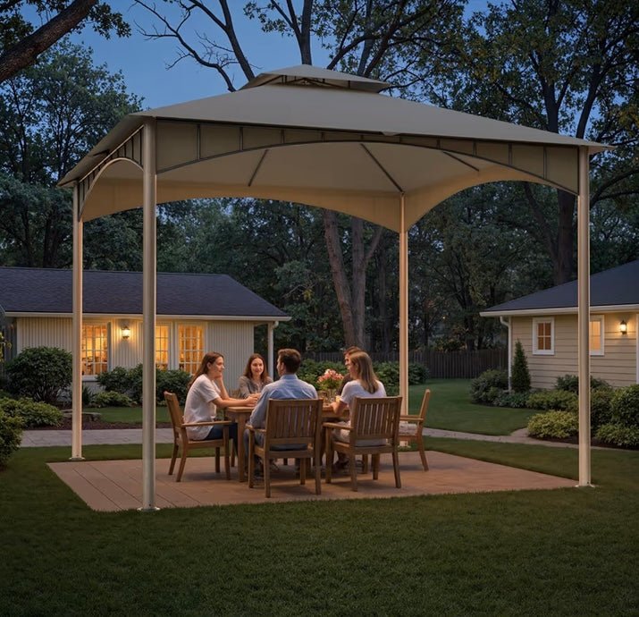 Outdoor Patio Gazebo 10x10 FT, Heavy Duty Gazebos, Soft Top Gazebo with Metal Frame, Double Roof Canopy, Permanent Pavilion for Decks & Backyards