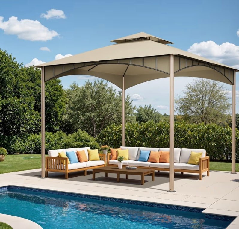 Outdoor Patio Gazebo 10x10 FT, Heavy Duty Gazebos, Soft Top Gazebo with Metal Frame, Double Roof Canopy, Permanent Pavilion for Decks & Backyards