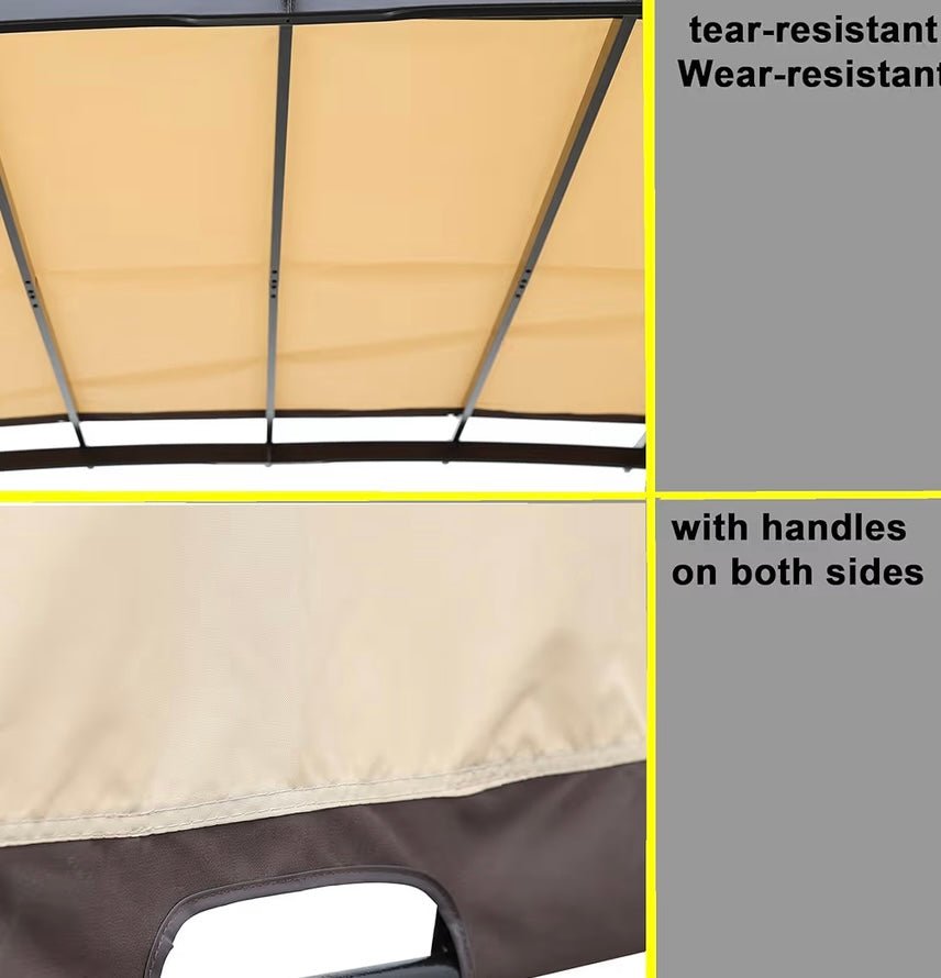 Outdoor Patio Pergola Replacement Canopy Top Cover Universal Gazebo Canopy Cover Replacement Shade Cover (for 8x12 ft) Pergola Frame, Beige+Brown)