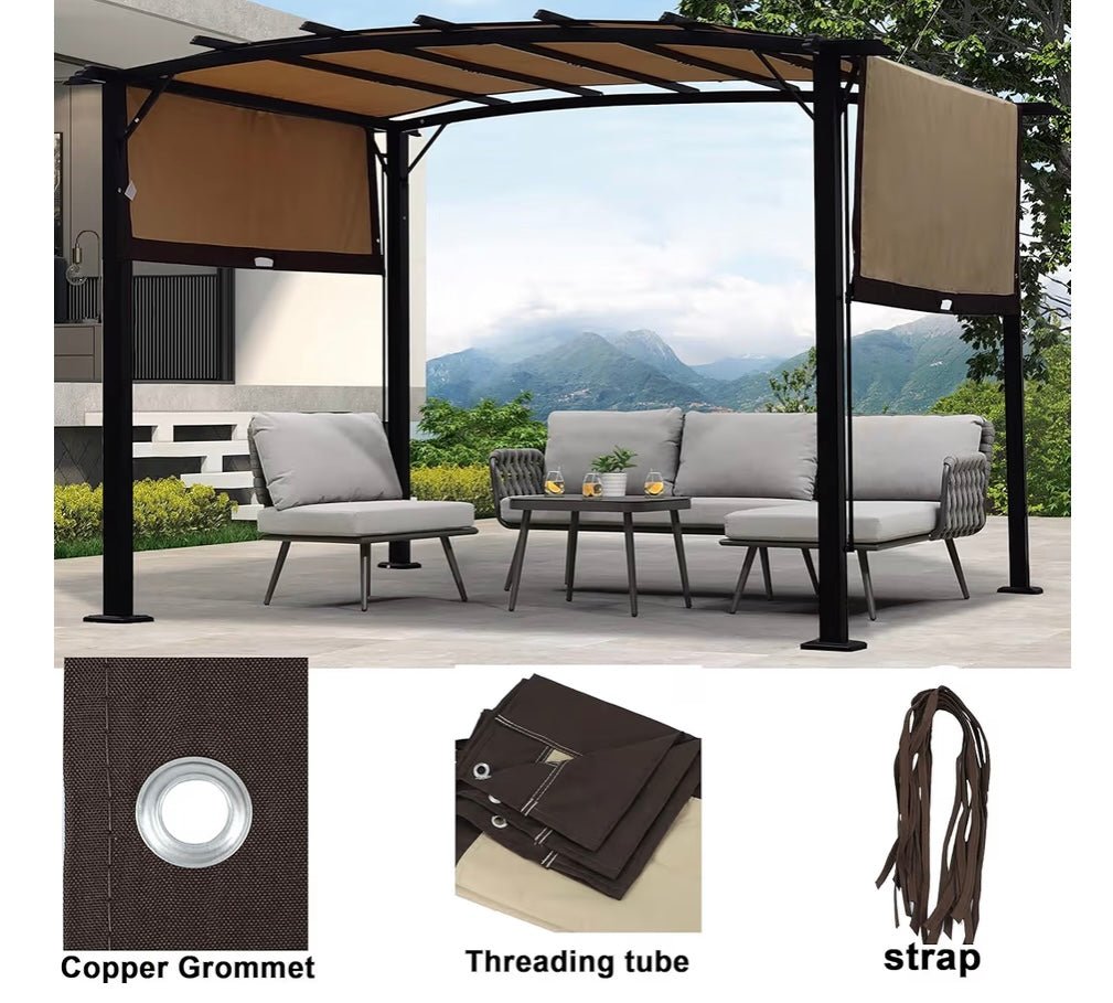 Outdoor Patio Pergola Replacement Canopy Top Cover Universal Gazebo Canopy Cover Replacement Shade Cover (for 8x12 ft) Pergola Frame, Beige+Brown)