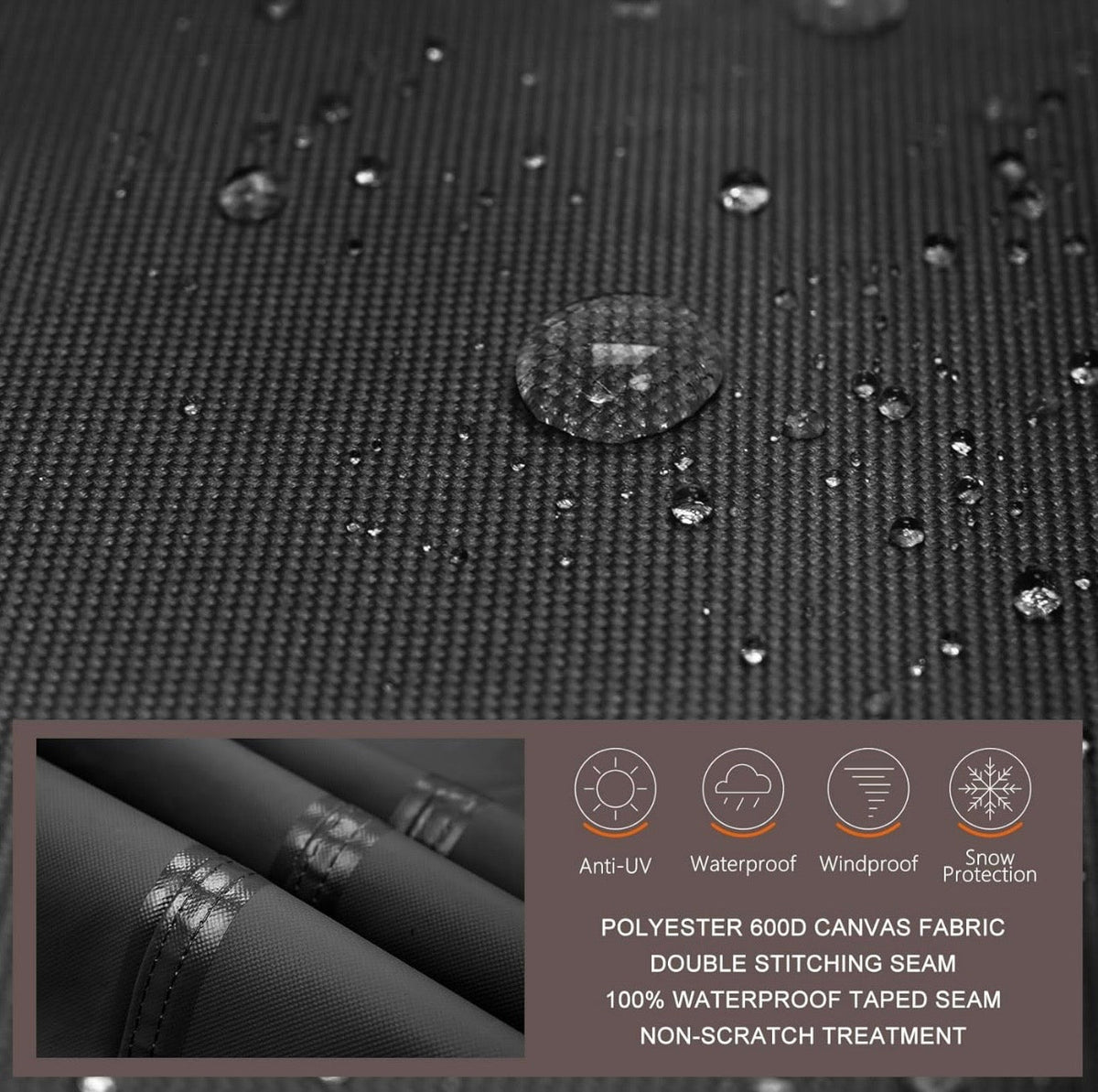 Patio Parasol 600D Waterproof Outdoor Offset Banana Style Umbrella Cover - Fits Cantilever Offset Umbrella 7.5-11.5 Feet Black