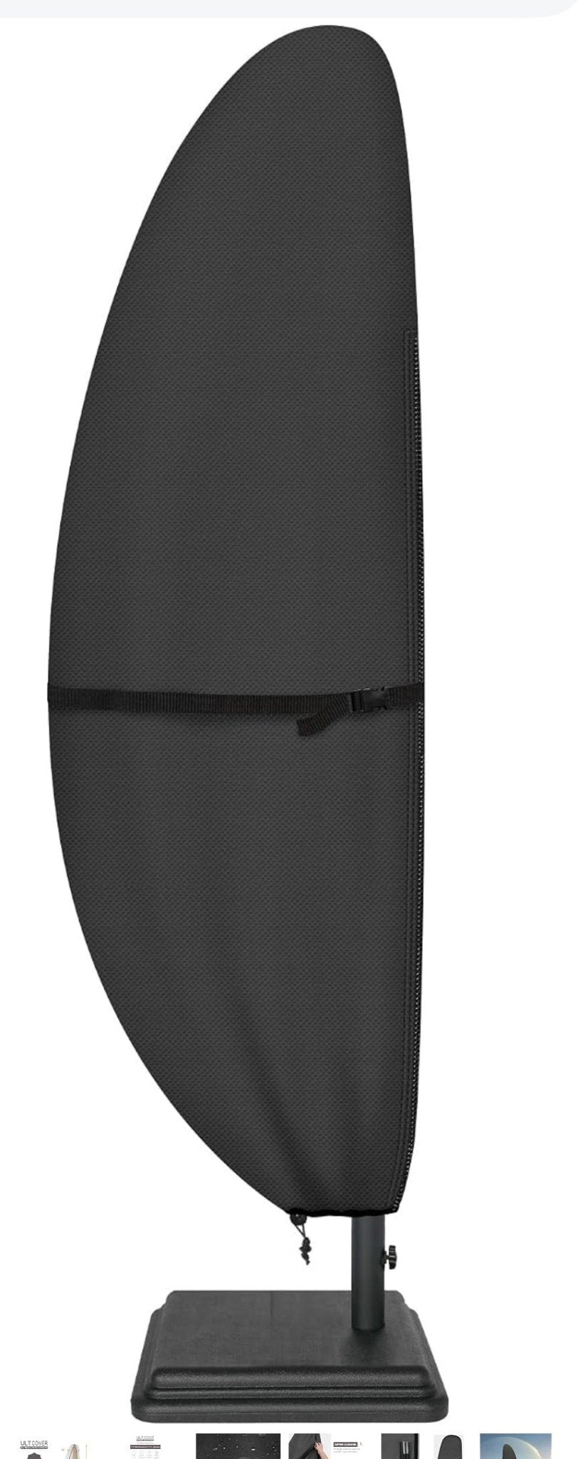 Patio Parasol 600D Waterproof Outdoor Offset Banana Style Umbrella Cover - Fits Cantilever Offset Umbrella 7.5-11.5 Feet Black