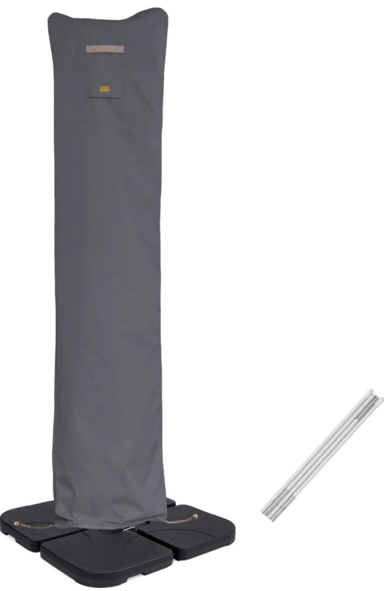 Patio Umbrella Cover for 9ft to 13ft Offset Umbrella, Water Resistant, Curved Cantilever and Straight Pole Parasol Outdoor Umbrellas Cover with Zipper and Rod Gray