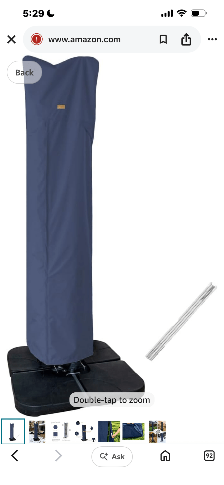 Patio Umbrella Cover for 9ft to 13ft Offset Umbrella, Water Resistant, Curved Cantilever and Straight Pole Parasol Outdoor Umbrellas Cover with Zipper and Rod Navy