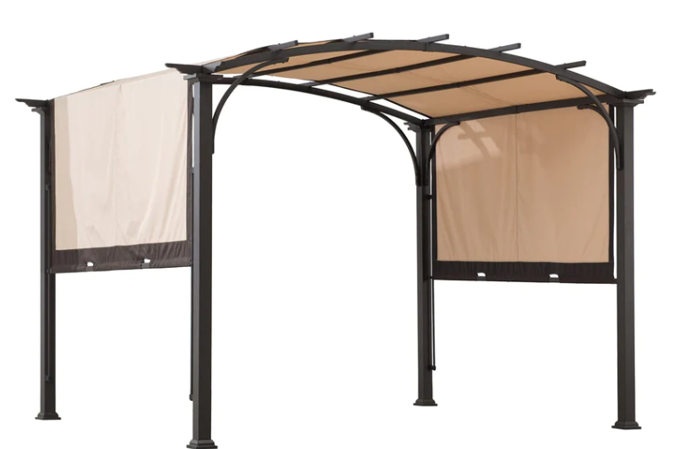 Beige Replacement Heavy Duty Canopy For Domed Top Retractable Shade Pergola (9.5x11Ft)