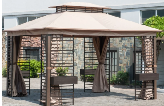 Tan+Brown Replacement Canopy Set For Soft Top W/ Flowr Boxes Gazebo (10x12 FT) Sold At Lowe's