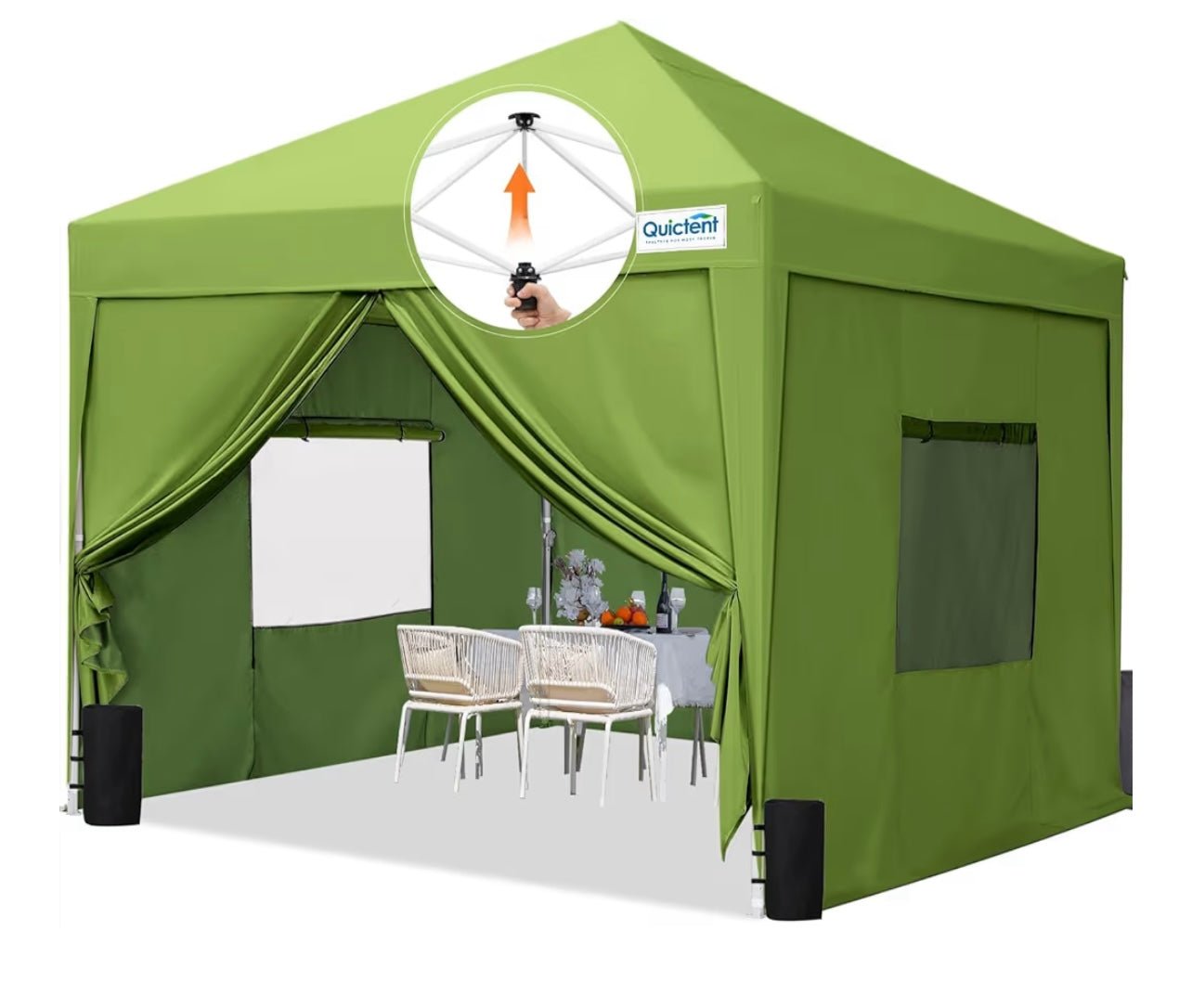 Privacy 8x8 Ez Pop up Canopy Tent Enclosed Instant Canopy Shelter Portable with Sidewalls and Mesh Windows Waterproof Green