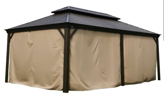 Privacy Curtain Outdoor Waterproof Sidewall for Hardtop Gazebo, OEM Replacement for Patio Gazebo Curtain (12ft x 20ft, Brown)