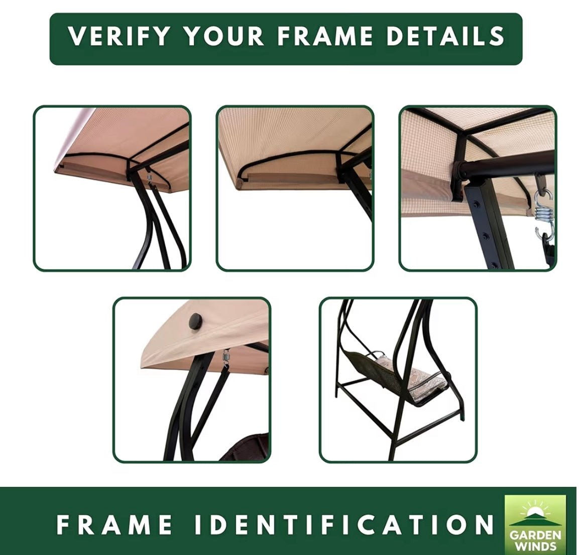 Reinforced RipLock 350 Replacement Canopy Top Cover Compatible with Garden Treasures 3-Person Swing