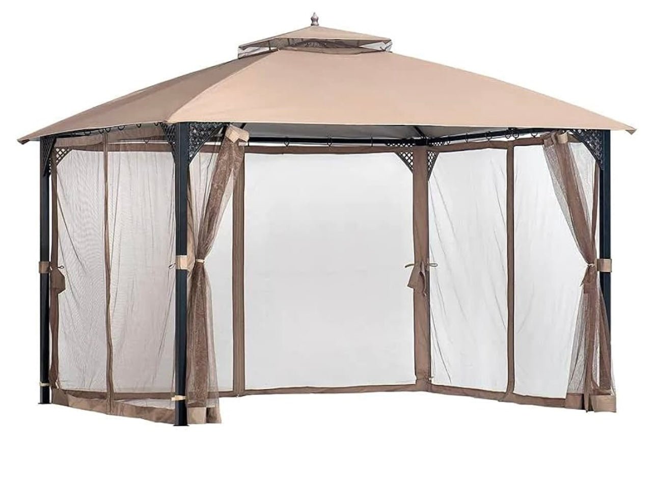 Replacement Canopy and Netting Set for Dome Basket Weave 10x12 Gazebo - Riplock 350