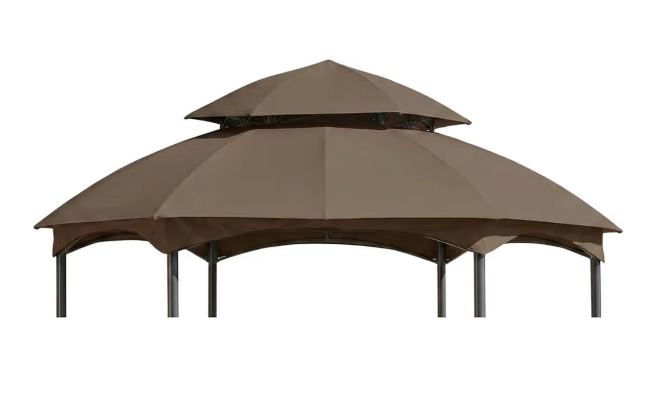 Replacement Canopy and Vent Cover Set for Big Lots Six Leg Gazebo Riplock 350 Brown