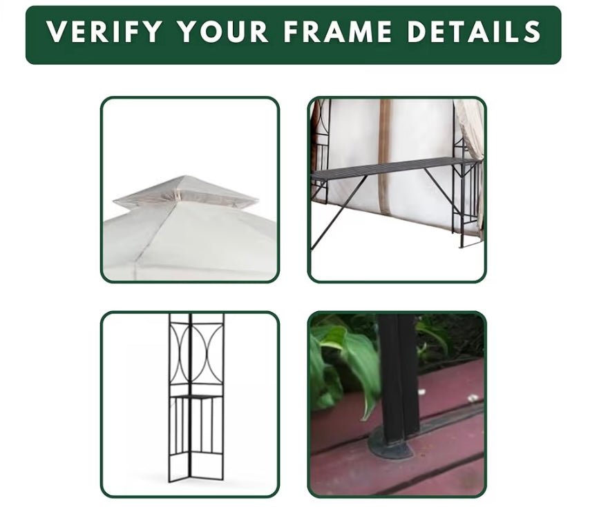 Replacement Canopy and Vent Cover set Top Cover Compatible with Crescent 10’ x 10’ Gazebo Model CTS - Beige