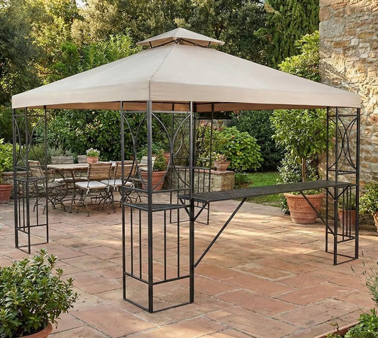 Replacement Canopy and Vent Cover set Top Cover Compatible with Crescent 10’ x 10’ Gazebo Model CTS - Beige