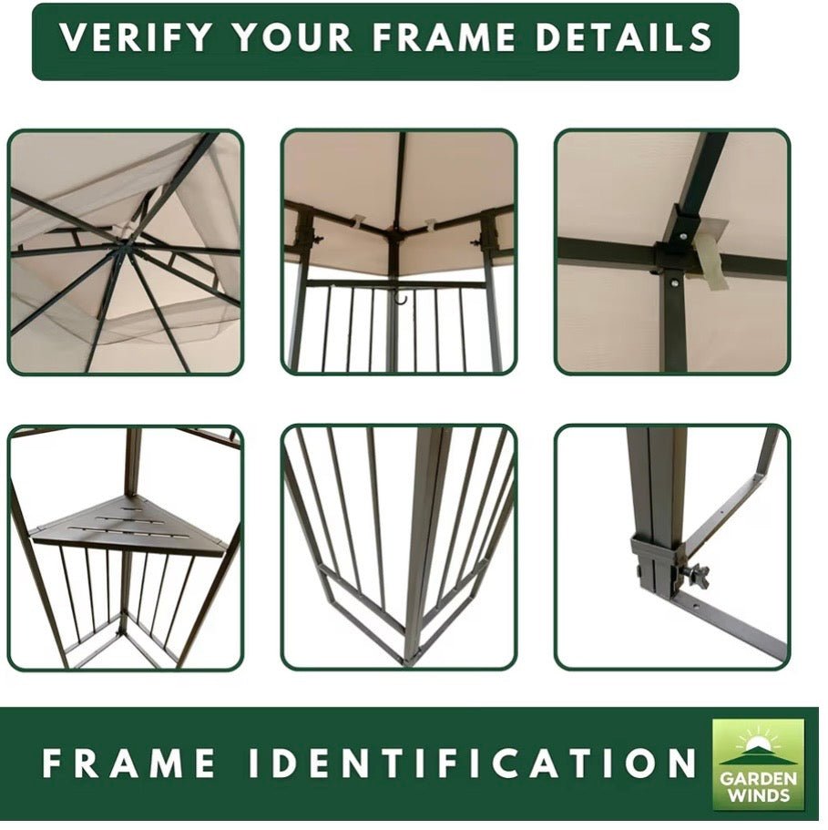 Replacement Canopy and Vent Set for Mainstays 2020 Easy Assembly Gazebo 10x10- Riplock 350 Beige