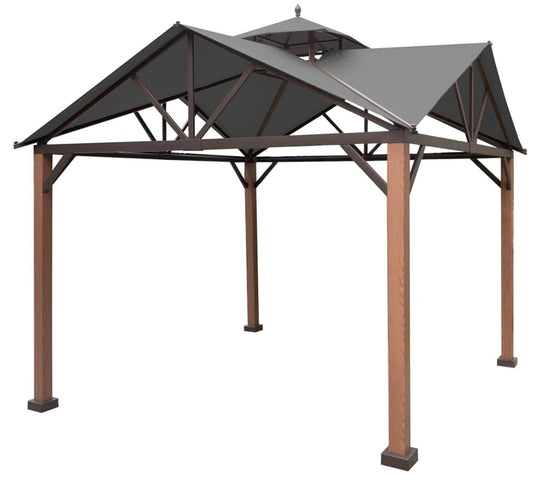 Replacement Canopy and Vent Set Top Cover Compatible with The Gable Roof Gazebo - Riplock 350 Gray TPGAZ7032