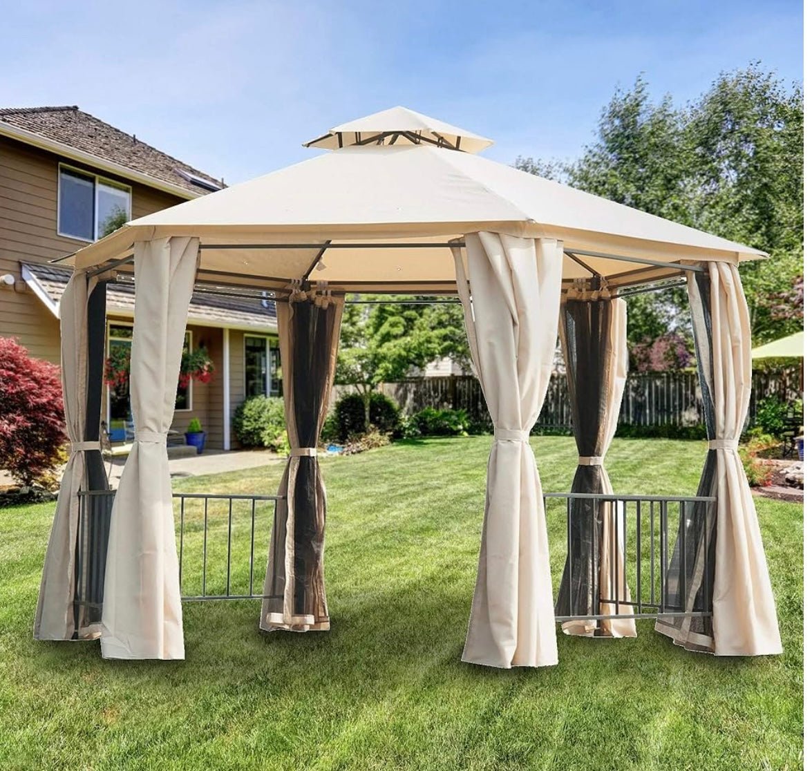 Replacement Canopy Top Cover Compatible with The Outsunny Hexagon Gazebo - RipLock 350