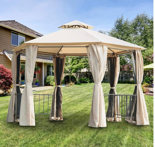 Replacement Canopy Top Cover Compatible with The Outsunny Hexagon Gazebo - RipLock 350