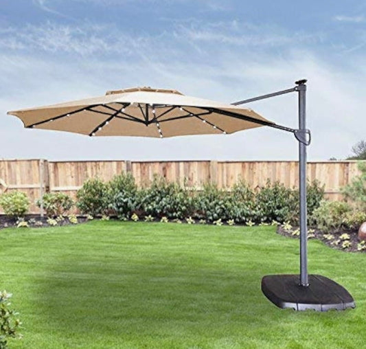 Replacement Canopy Top Cover for the Lowes Shade 11ft LED Umbrella - Upgraded Fabric Riplock 500 Beige