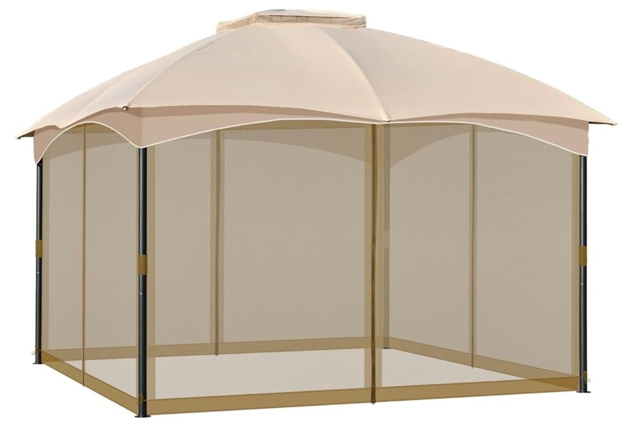 Replacement Mosquito Netting For Scroll Gazebo Khaki (10X12 Ft)