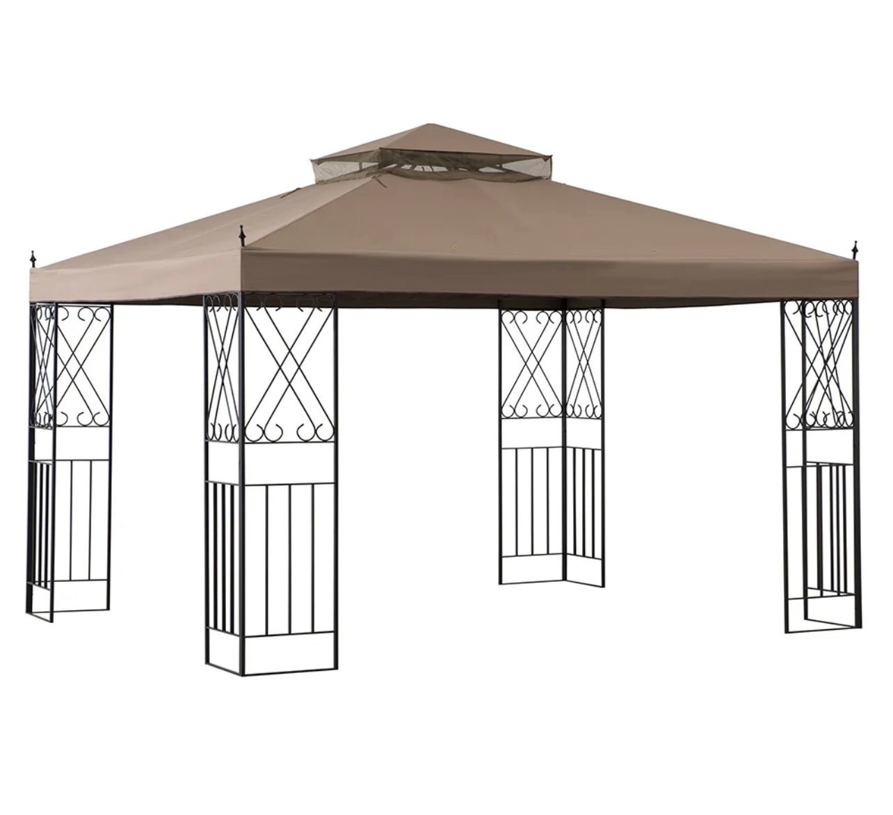 Replacement Canopy For Scroll Gazebo Khaki (10X12 Ft)