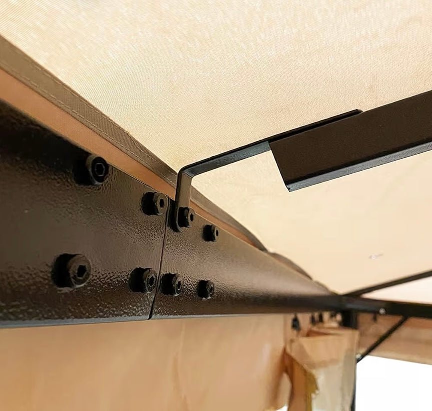 Replacement Privacy Curtain Top Cover Compatible with The  12ft Square Gazebo - Classic Beige, Riplock 350