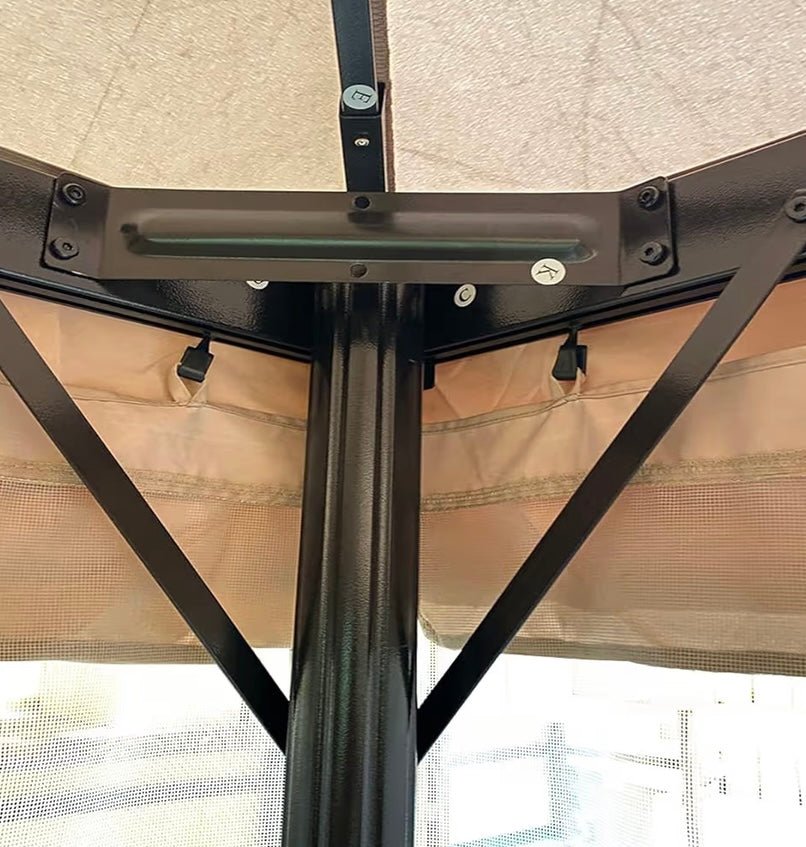 Replacement Privacy Curtain Top Cover Compatible with The  12ft Square Gazebo - Classic Beige, Riplock 350