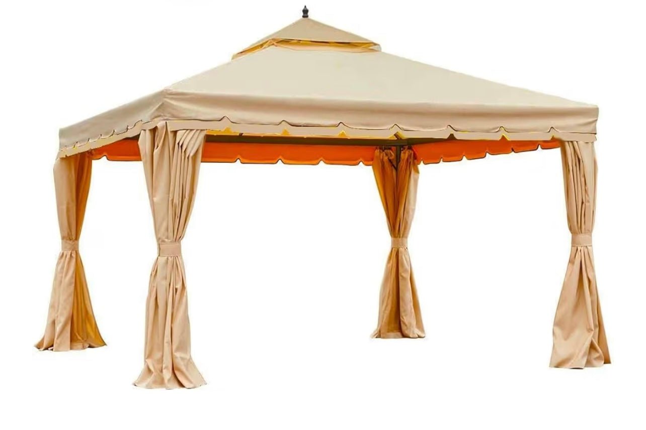 Replacement Privacy Curtain Top Cover Compatible with The  12ft Square Gazebo - Classic Beige, Riplock 350