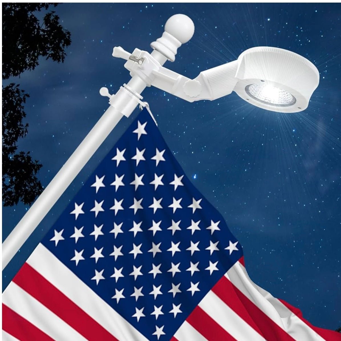 Solar Flag Pole Light, Bright White 6000k Flagpole Light Upgrade Solar Powered for 5ft 6ft Flag Pole,Tri-Color Solar flagpole Lights,Outside House Garden Yard American Flags Decor (White)