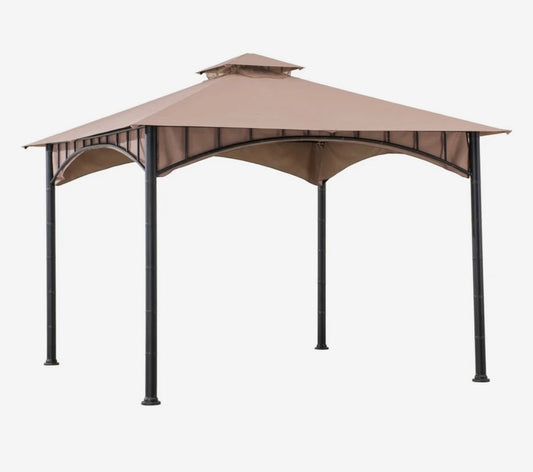 SUNJOY Khaki Replacement Canopy For Outdoor Patio Beige 2-Tier Steel Backyard Soft Top Gazebo (11x11 Ft) A1010119000