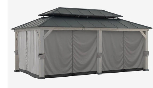 SUNJOY Replacement Gazebo Privacy Gray Curtain for 12 ft. × 20 ft. Patio Wooden Gazebo