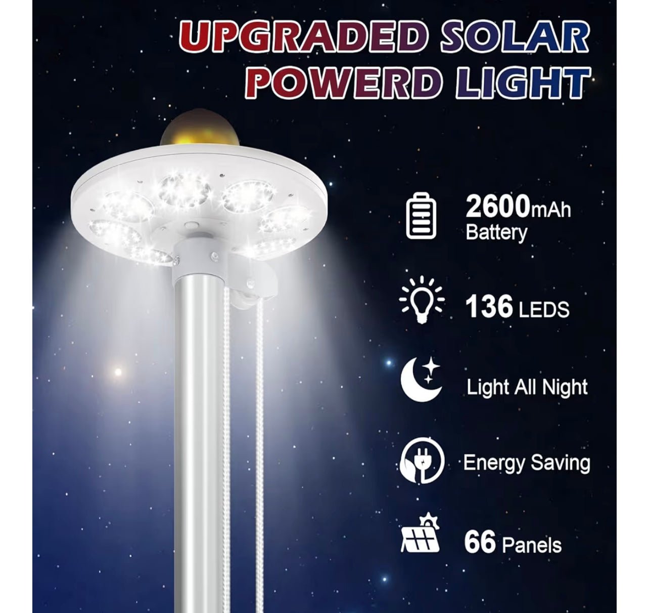 Upgraded 9 Gauge Heavy Duty Flag Pole Kit with 136 LED Ultra Bright Solar Light, 20FT 120 MPH Flagpole for Outside House in Ground, Bottom 3mm  Thick & 3 in Wide, 300D Thick Flag, Silver
