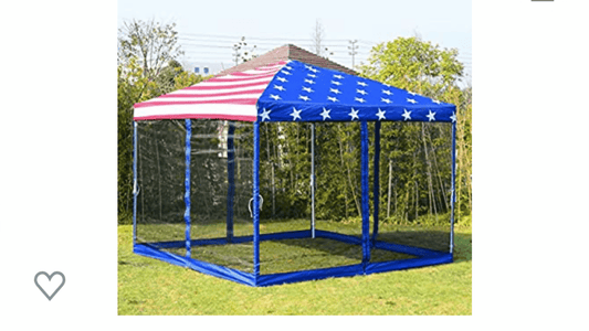 10' x 10' Pop-up Canopy Vendor Tent with Removeable Mesh Walls, Easy Setup Design & Travel Bag Included White American Flag