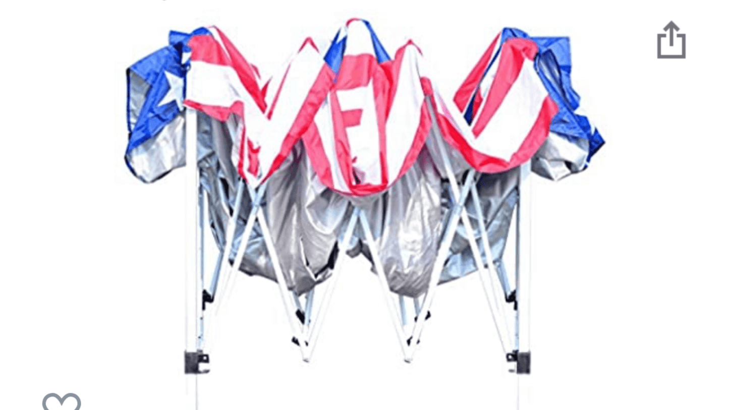 10' x 10' Pop-up Canopy Vendor Tent with Removeable Mesh Walls, Easy Setup Design & Travel Bag Included White American Flag