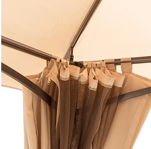 10' x 13' ft Garden Patio Gazebo Fully Enclosed All-Season w/Mosquito Netting and Curtains -Beige